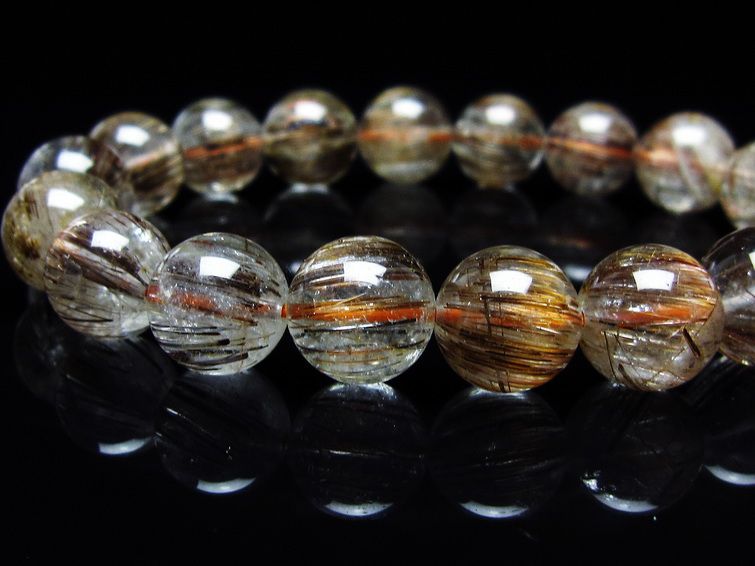 ルチルクォーツ ブレスレット キャッツアイ 12mm 一点物 メール便可 [M便 1/10] 111-45783