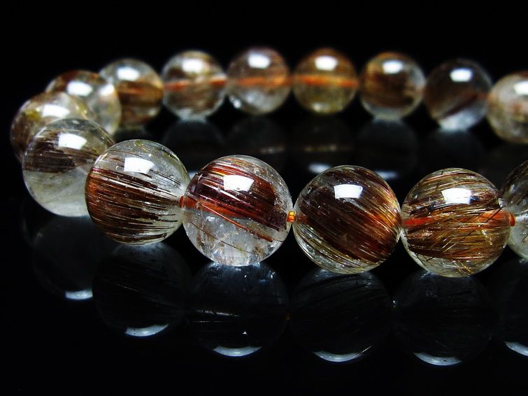 ルチルクォーツ ブレスレット キャッツアイ 11mm 一点物 メール便可 [M便 1/10] 111-45784