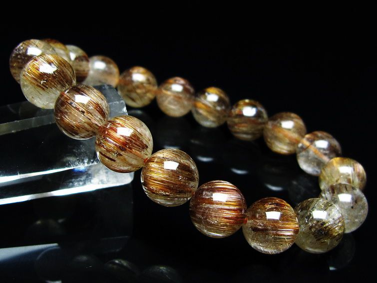 ルチルクォーツ ブレスレット キャッツアイ 10mm 一点物 メール便可 [M便 1/10] 111-45785