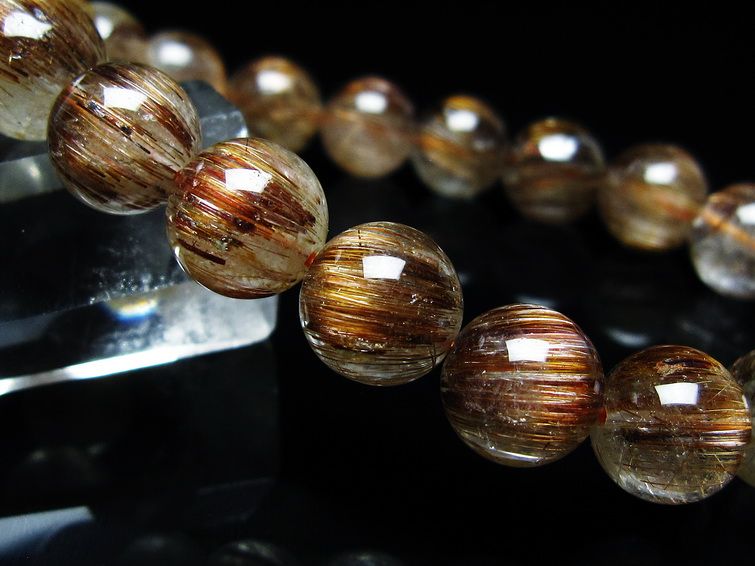 ルチルクォーツ ブレスレット キャッツアイ 10mm 一点物 メール便可 [M便 1/10] 111-45785