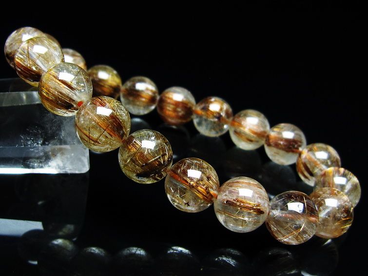 ルチルクォーツ ブレスレット キャッツアイルチル 10mm  メール便可 [M便 1/10] 111-45786