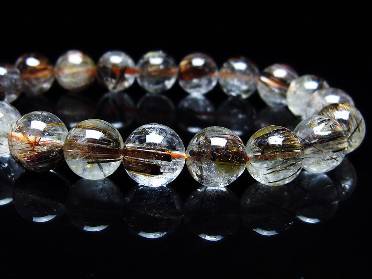 ルチルクォーツ ブレスレット キャッツアイ 10mm 一点物 メール便可 [M便 1/10] 111-45787
