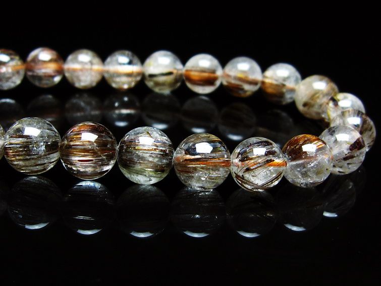 ルチルクォーツ ブレスレット キャッツアイ 8mm 一点物 メール便可 [M便 1/10] 111-45788