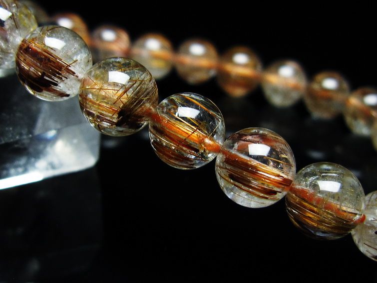 ルチルクォーツ ブレスレット キャッツアイ 8mm 一点物 メール便可 [M便 1/10] 111-45789