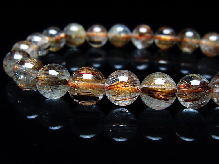 ルチルクォーツ ブレスレット キャッツアイ 8mm 一点物 メール便可 [M便 1/10] 111-45789