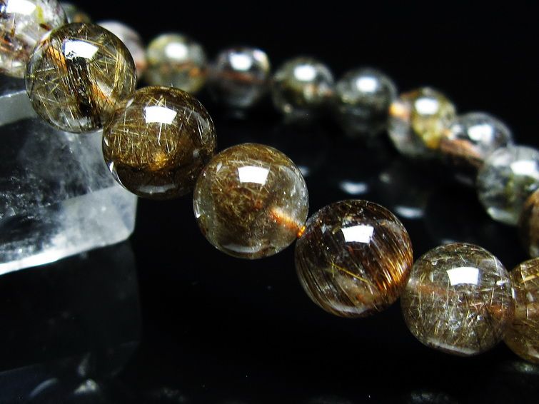 ルチルクォーツ ブレスレット キャッツアイ 10mm 一点物 メール便可 [M便 1/10] 111-45794