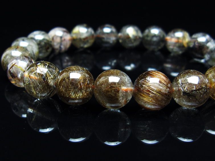 ルチルクォーツ ブレスレット キャッツアイ 10mm 一点物 メール便可 [M便 1/10] 111-45794