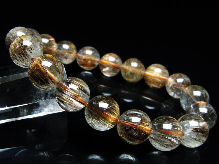 ルチルクォーツ ブレスレット キャッツアイ 11mm 一点物 メール便可 [M便 1/10] 111-45795
