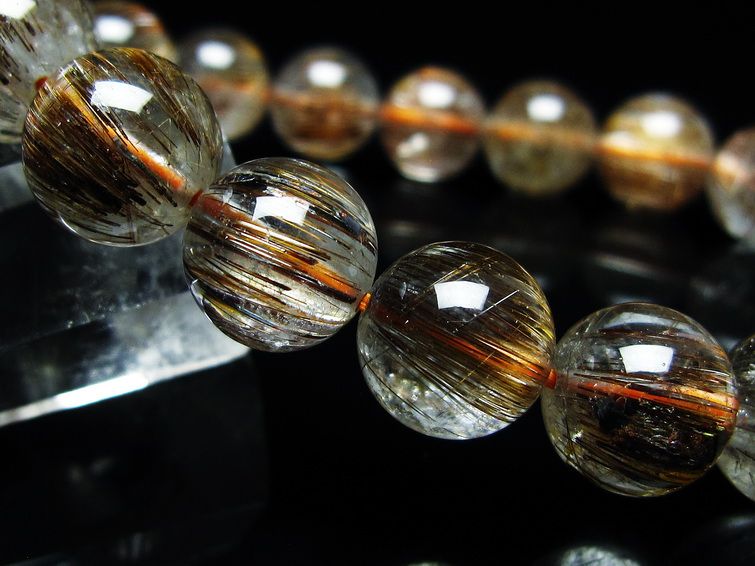 ルチルクォーツ ブレスレット キャッツアイ 11mm 一点物 メール便可 [M便 1/10] 111-45795
