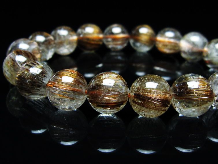 ルチルクォーツ ブレスレット キャッツアイ 11mm 一点物 メール便可 [M便 1/10] 111-45795
