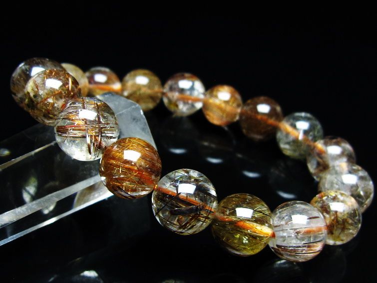 ルチルクォーツ ブレスレット キャッツアイ 11mm 一点物 メール便可 [M便 1/10] 111-45796