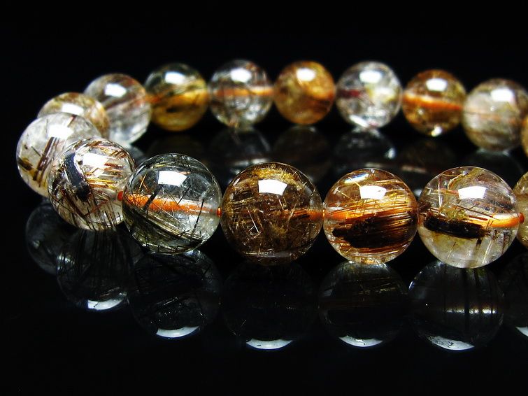 ルチルクォーツ ブレスレット キャッツアイ 11mm 一点物 メール便可 [M便 1/10] 111-45796