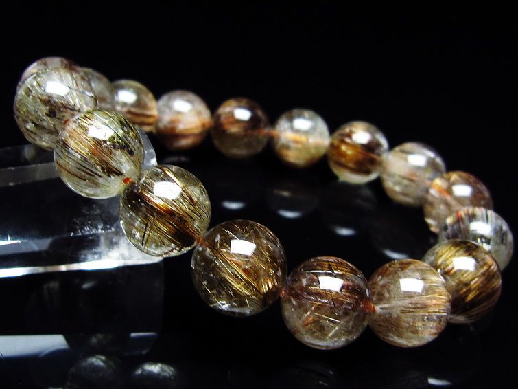ルチルクォーツ ブレスレット キャッツアイ 12mm 一点物 メール便可 [M便 1/10] 111-45797