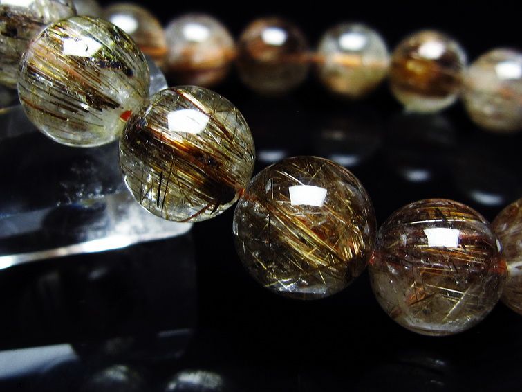 ルチルクォーツ ブレスレット キャッツアイ 12mm 一点物 メール便可 [M便 1/10] 111-45797