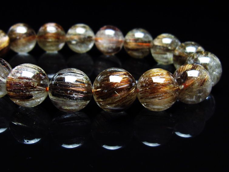 ルチルクォーツ ブレスレット キャッツアイ 12mm 一点物 メール便可 [M便 1/10] 111-45797