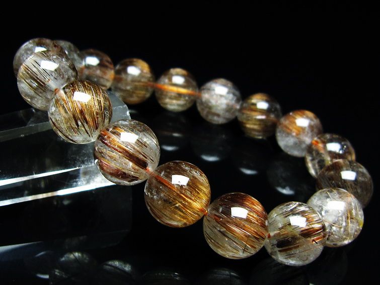ルチルクォーツ ブレスレット キャッツアイ 12mm 一点物 メール便可 [M便 1/10] 111-45798