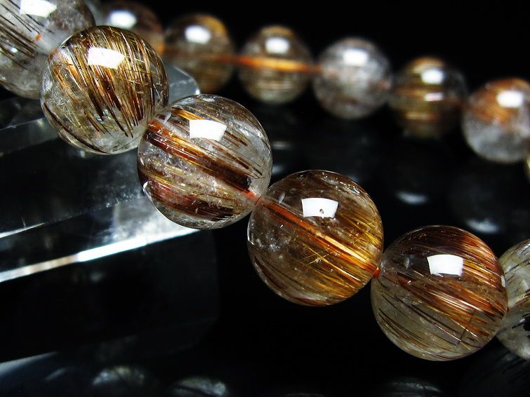 ルチルクォーツ ブレスレット キャッツアイ 12mm 一点物 メール便可 [M便 1/10] 111-45798