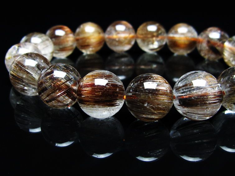 ルチルクォーツ ブレスレット キャッツアイ 12mm 一点物 メール便可 [M便 1/10] 111-45798