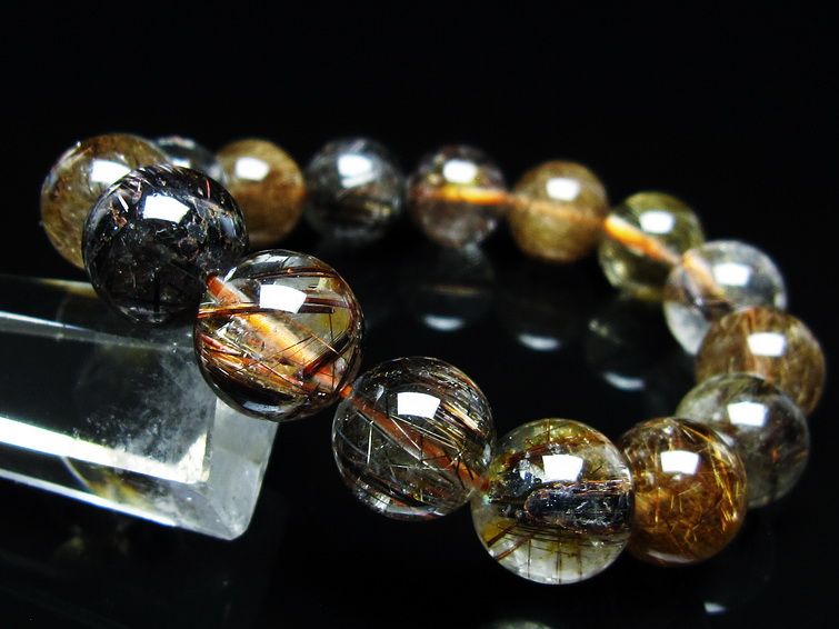 ルチルクォーツ ブレスレット キャッツアイ 13mm 一点物 メール便可 [M便 1/10] 111-45799