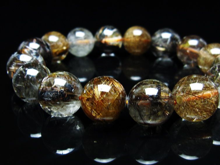 ルチルクォーツ ブレスレット キャッツアイ 13mm 一点物 メール便可 [M便 1/10] 111-45799