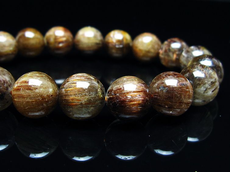 ルチルクォーツ ブレスレット キャッツアイ 12mm 一点物 メール便可 [M便 1/10] 111-45800