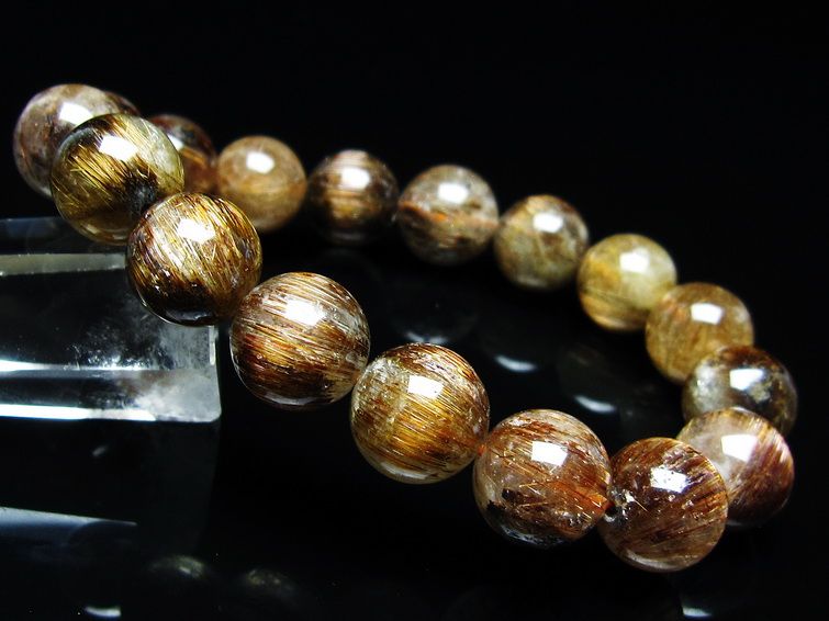ルチルクォーツ ブレスレット キャッツアイ 12mm 一点物 メール便可 [M便 1/10] 111-45801