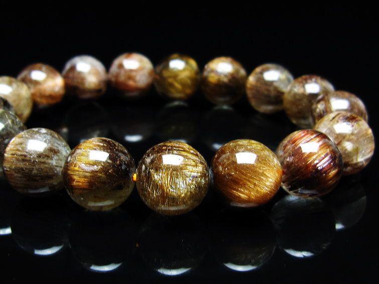 ルチルクォーツ ブレスレット キャッツアイ 12mm 一点物 メール便可 [M便 1/10] 111-45801