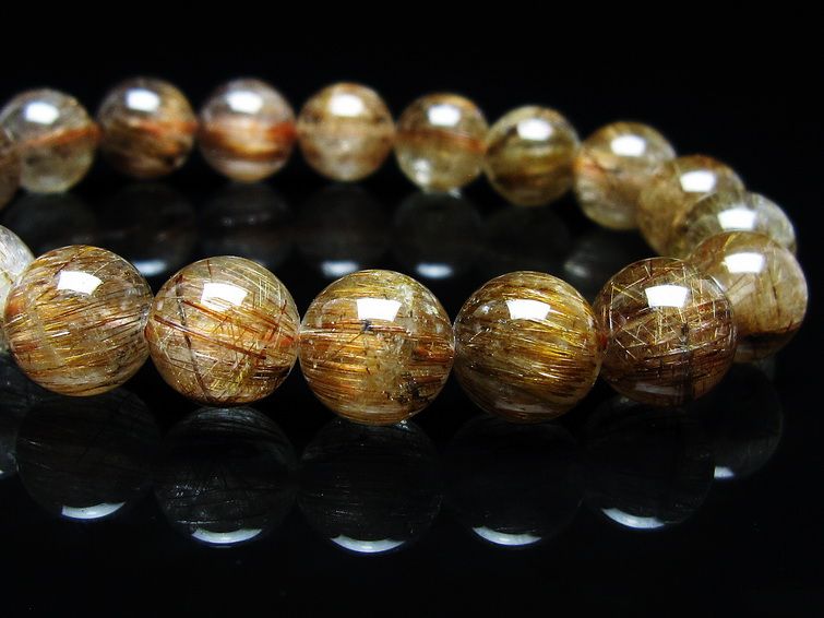 ルチルクォーツ ブレスレット キャッツアイ 11mm 一点物 メール便可 [M便 1/10] 111-45802