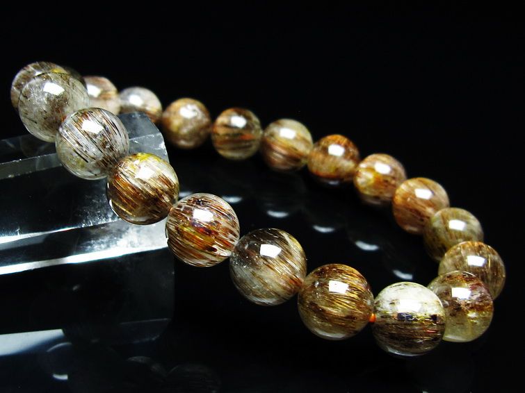 ルチルクォーツ ブレスレット キャッツアイ 10mm 一点物 メール便可 [M便 1/10] 111-45803