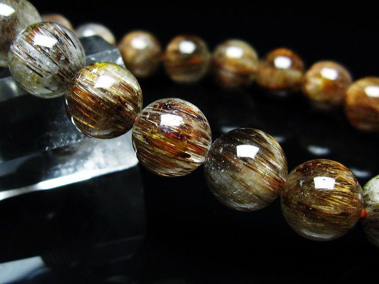 ルチルクォーツ ブレスレット キャッツアイ 10mm 一点物 メール便可 [M便 1/10] 111-45803
