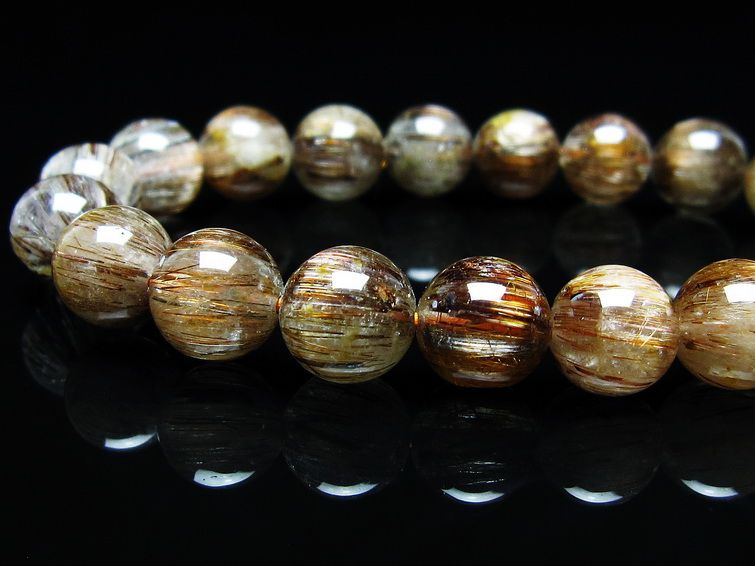 ルチルクォーツ ブレスレット キャッツアイ 10mm 一点物 メール便可 [M便 1/10] 111-45803