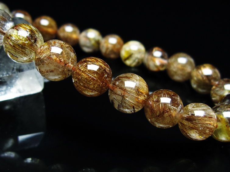 ルチルクォーツ ブレスレット キャッツアイ 8mm 一点物 メール便可 [M便 1/10] 111-45806