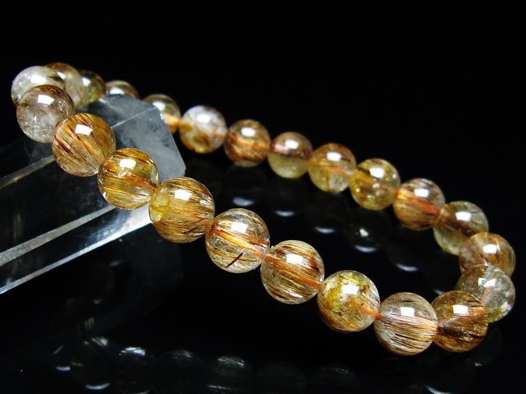 ルチルクォーツ ブレスレット キャッツアイ 8mm 一点物 メール便可 [M便 1/10] 111-45810