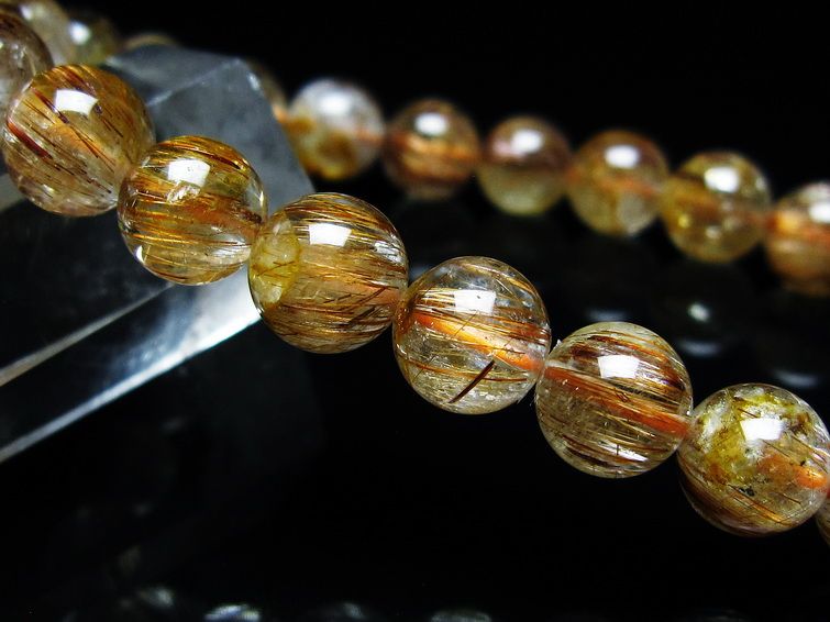 ルチルクォーツ ブレスレット キャッツアイ 8mm 一点物 メール便可 [M便 1/10] 111-45810