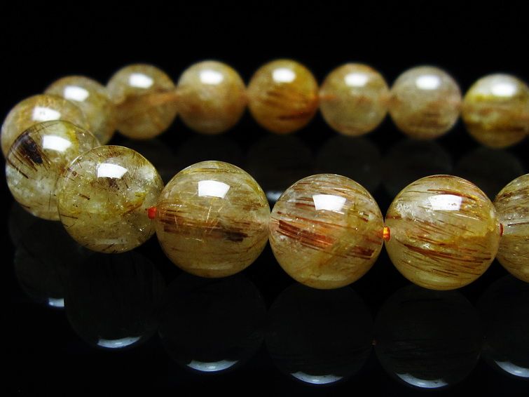 ルチルクォーツ ブレスレット キャッツアイ 11mm 一点物 メール便可 [M便 1/10] 111-45812
