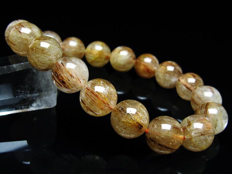 ルチルクォーツ ブレスレット キャッツアイ 12mm 一点物 メール便可 [M便 1/10] 111-45813