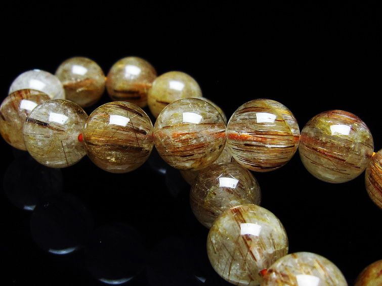 ルチルクォーツ ブレスレット キャッツアイ 12mm 一点物 メール便可 [M便 1/10] 111-45813