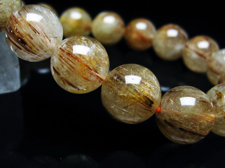 ルチルクォーツ ブレスレット キャッツアイ 12mm 一点物 メール便可 [M便 1/10] 111-45813