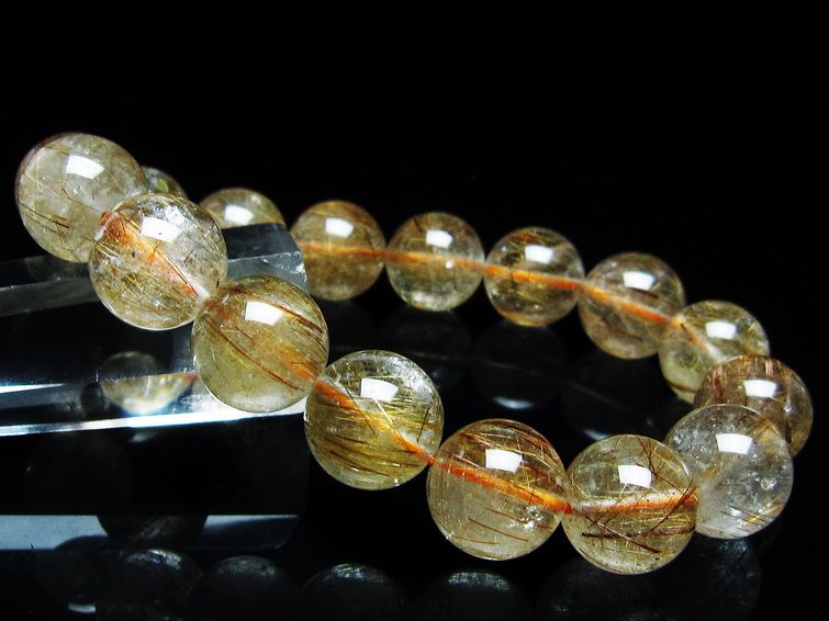 ルチルクォーツ ブレスレット キャッツアイ 13mm 一点物 メール便可 [M便 1/10] 111-45814
