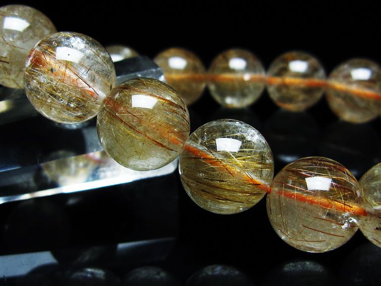 ルチルクォーツ ブレスレット キャッツアイ 13mm 一点物 メール便可 [M便 1/10] 111-45814