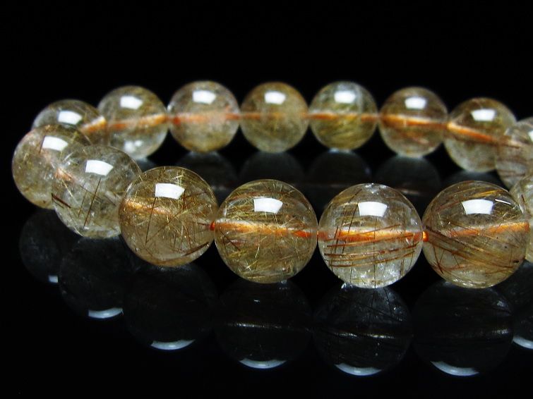 ルチルクォーツ ブレスレット キャッツアイ 13mm 一点物 メール便可 [M便 1/10] 111-45814