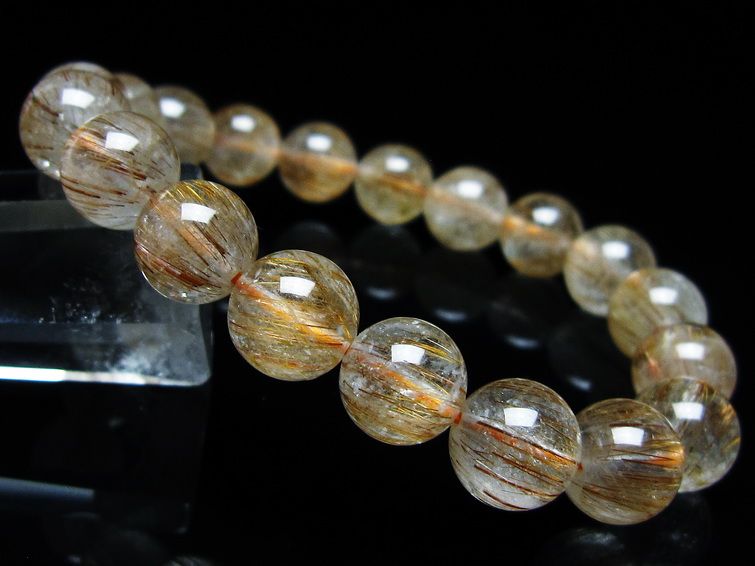 ルチルクォーツ ブレスレット キャッツアイ 10mm 一点物 メール便可 [M便 1/10] 111-45818