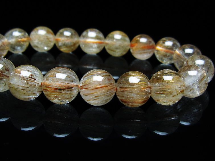 ルチルクォーツ ブレスレット キャッツアイ 10mm 一点物 メール便可 [M便 1/10] 111-45818