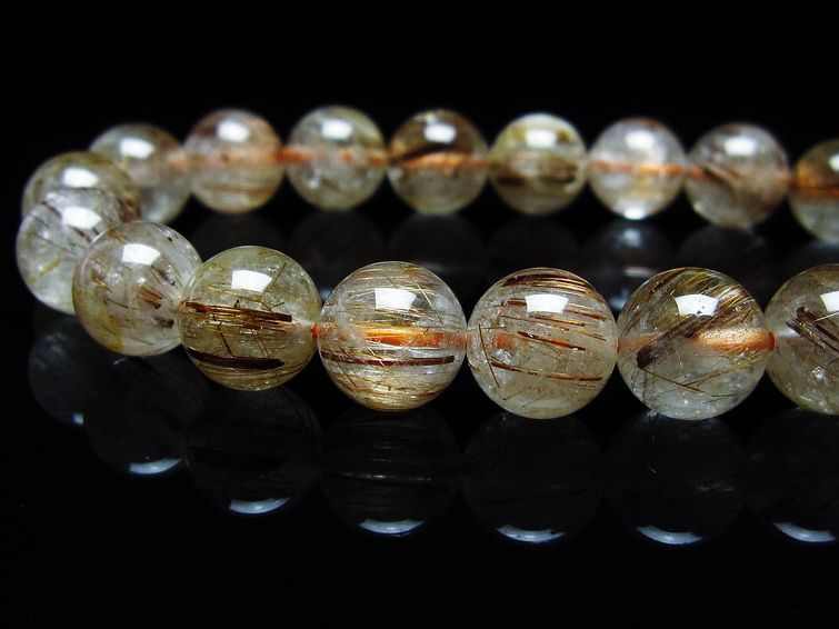 ルチルクォーツ ブレスレット キャッツアイ 10mm 一点物 メール便可 [M便 1/10] 111-45819