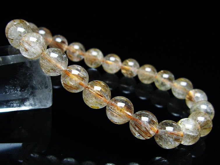 ルチルクォーツ ブレスレット キャッツアイ 8mm 一点物 メール便可 [M便 1/10] 111-45822