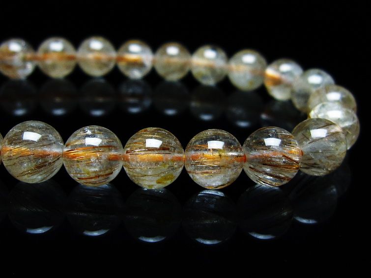 ルチルクォーツ ブレスレット キャッツアイ 8mm 一点物 メール便可 [M便 1/10] 111-45822