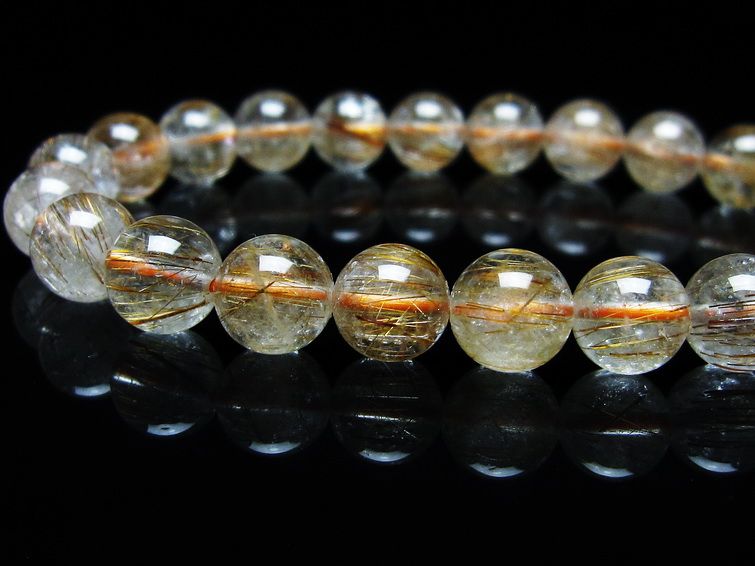 ルチルクォーツ ブレスレット キャッツアイ 8mm 一点物 メール便可 [M便 1/10] 111-45823