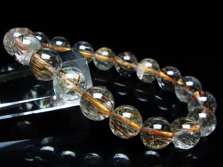 ルチルクォーツ ブレスレット キャッツアイ 11mm 一点物 メール便可 [M便 1/10] 111-45832