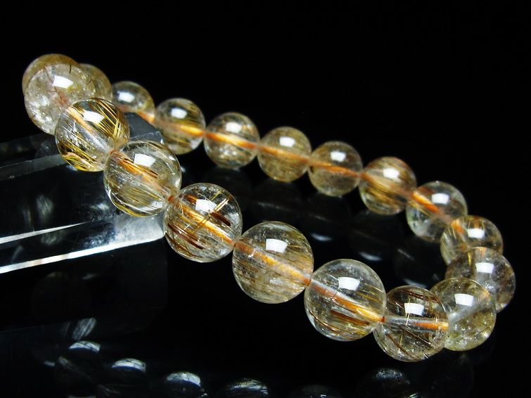 ルチルクォーツ ブレスレット キャッツアイ 11mm 一点物 メール便可 [M便 1/10] 111-45838