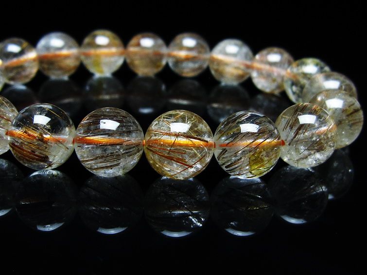 ルチルクォーツ ブレスレット キャッツアイ 11mm 一点物 メール便可 [M便 1/10] 111-45839